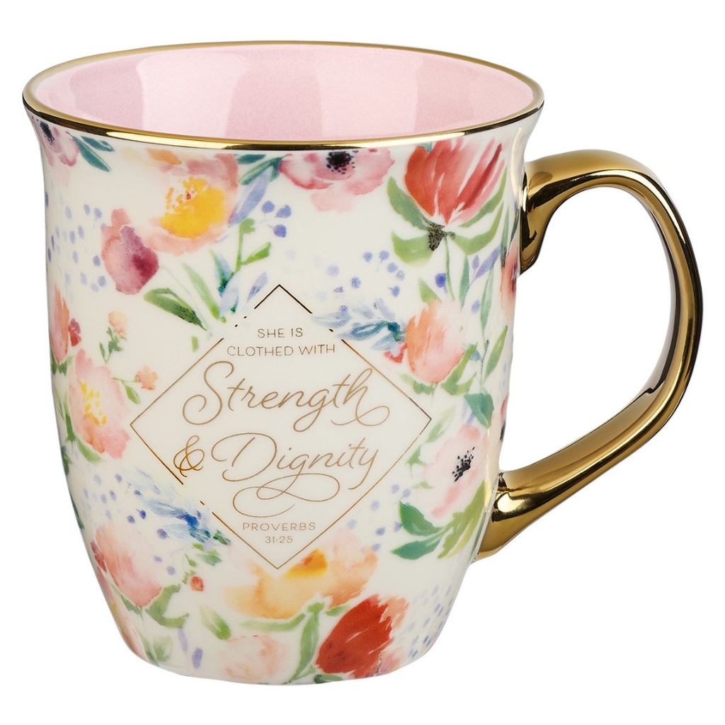 Mug Strength & Dignity Pastel Floral