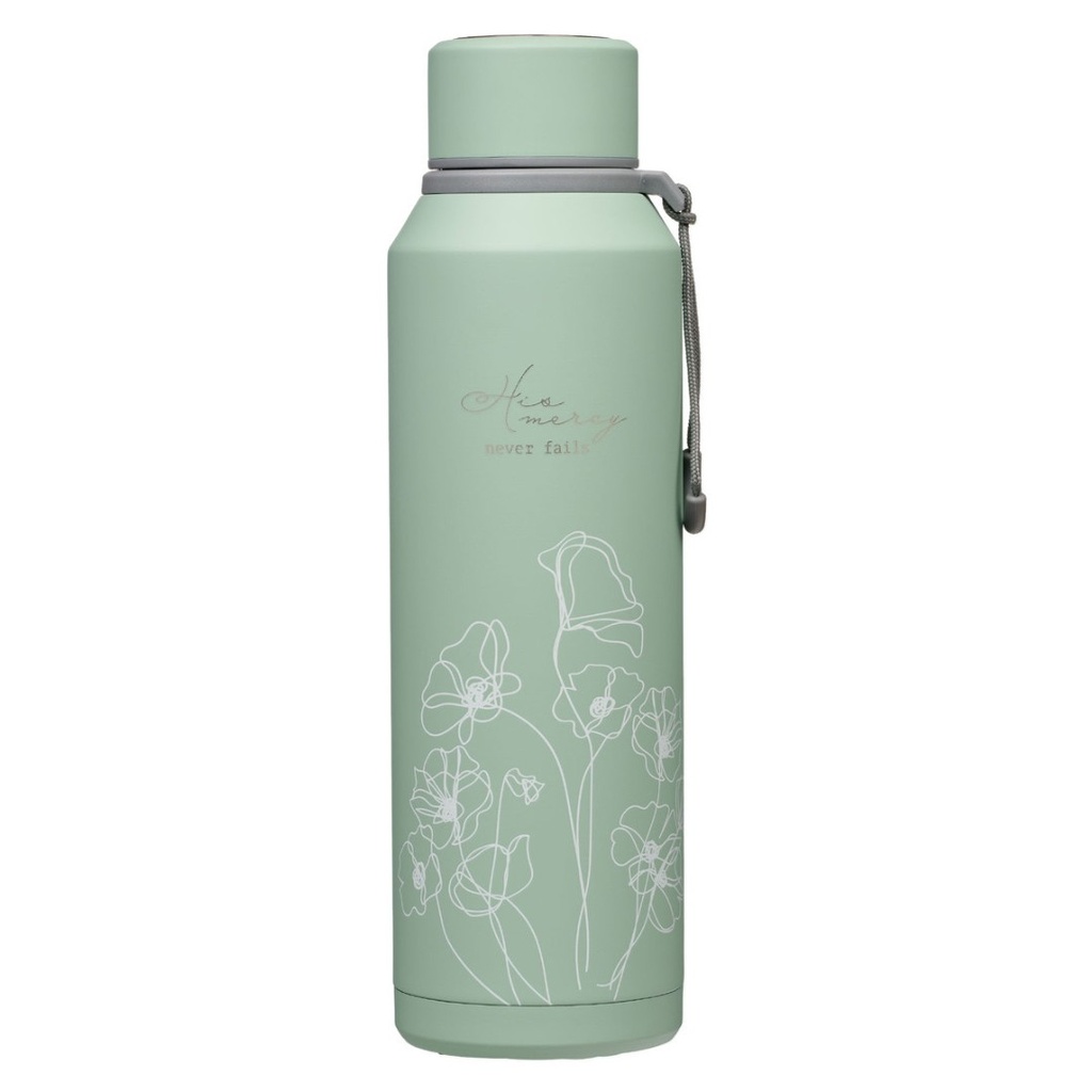 Water Bottle His Mercy Never Fails Teal