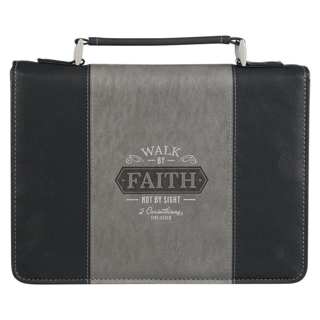 Bible Case Large Walk By Faith Black/Grey