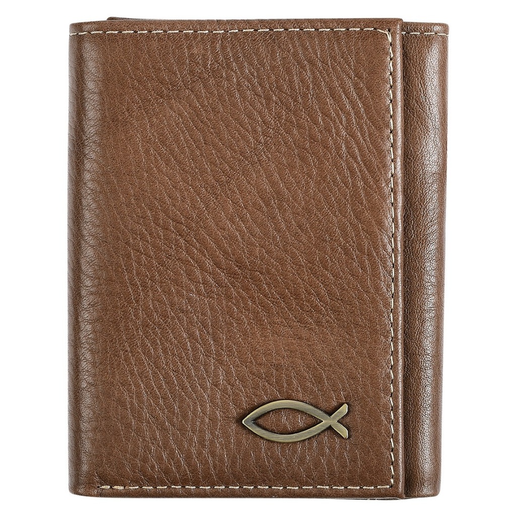 Wallet Ichthus Fish BrownTrifold