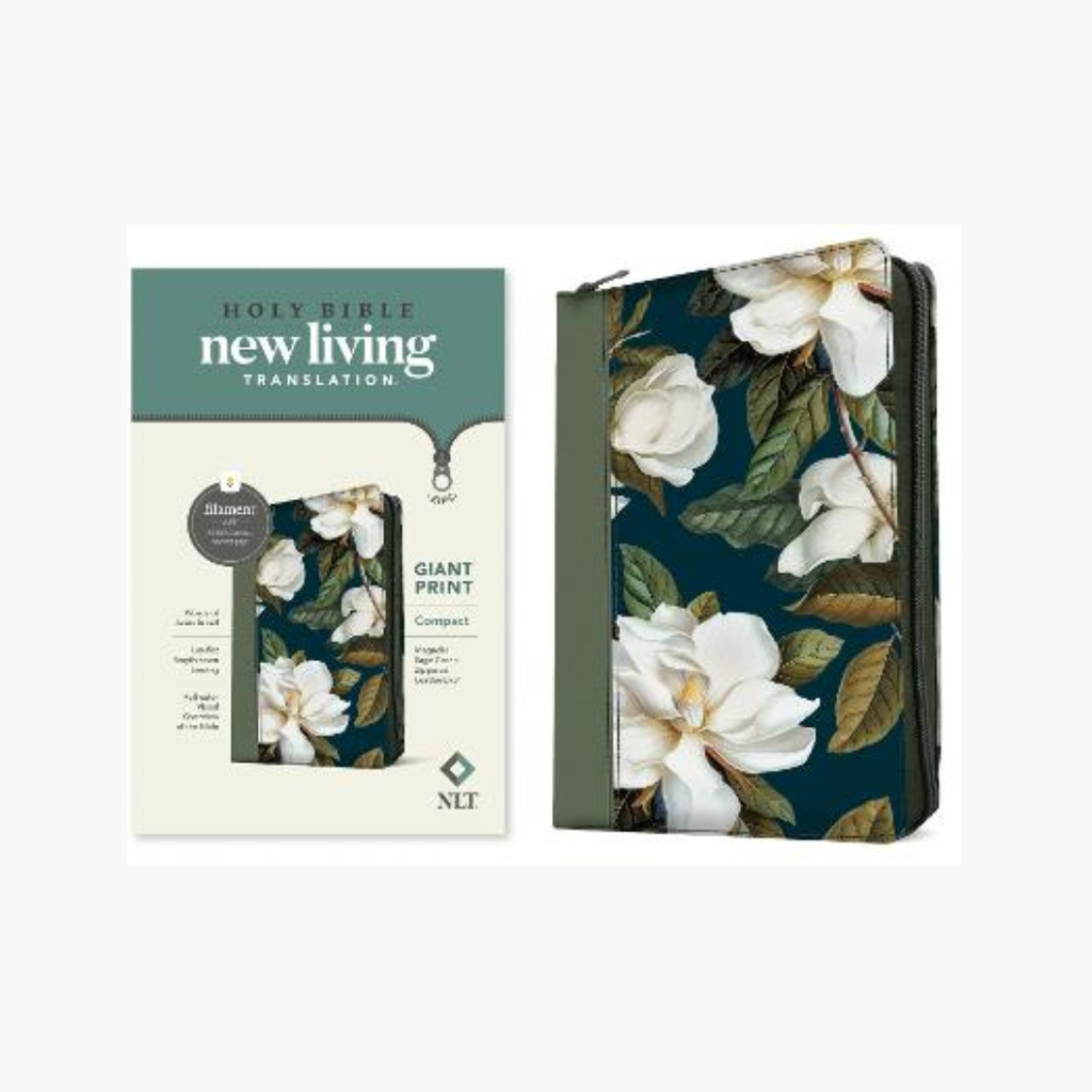 NLT Compact Giant Print Zip Bible Filament Green Floral I/L