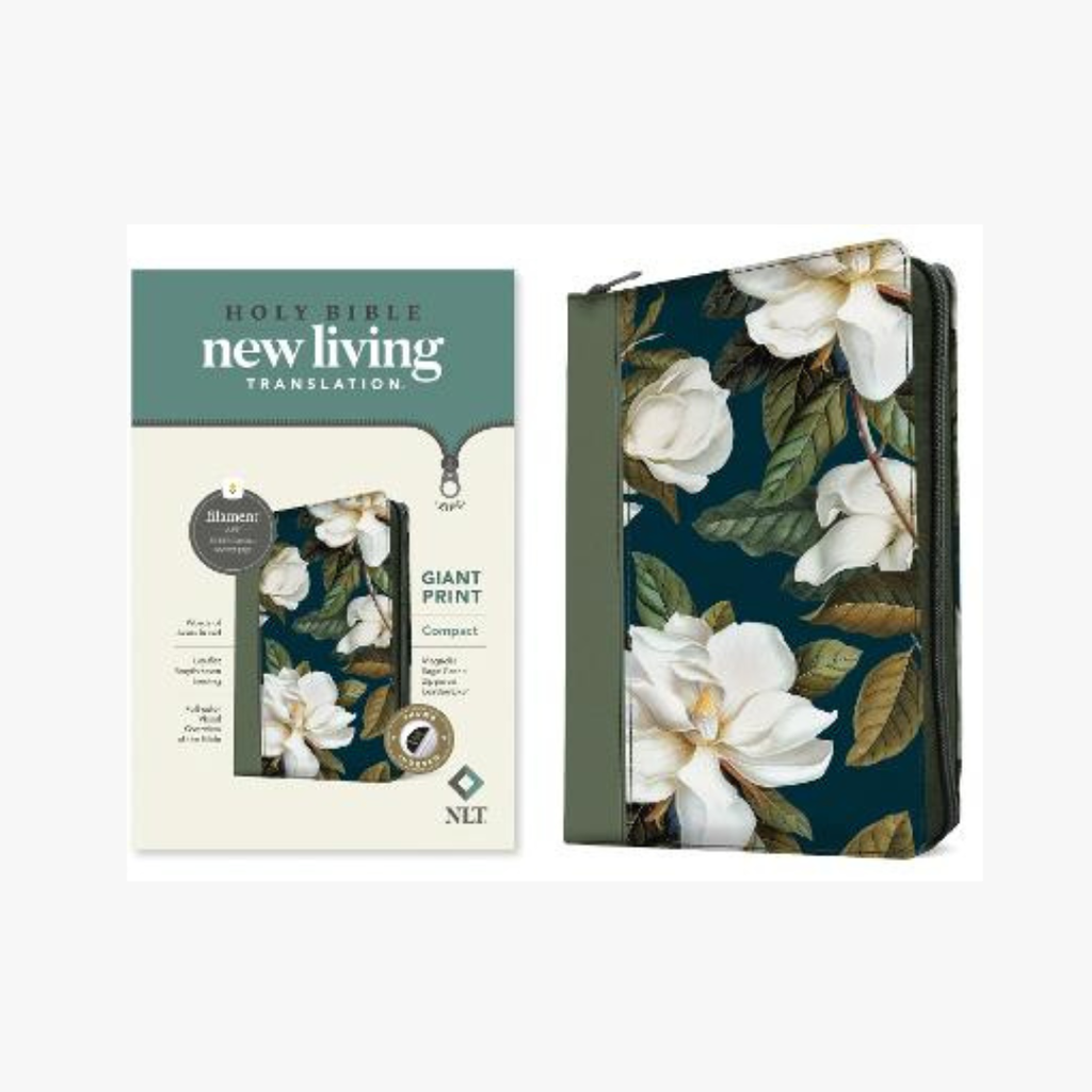 NLT Compact Giant Print Zip Bible Filament Floral Index