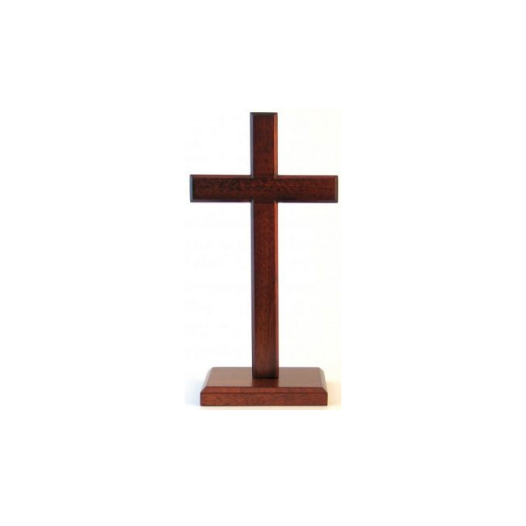 Cross Mahogany 20cm Square Base