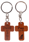 Keyring Mahogany Cross Pray