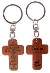 Keyring Mahogany Cross Jesus