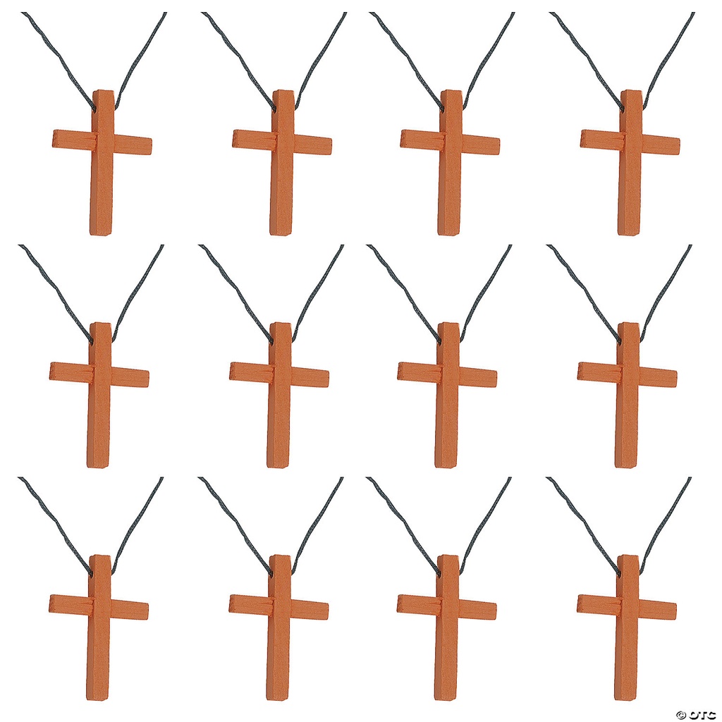Wooden Cross Necklace With Nylon Cord Single