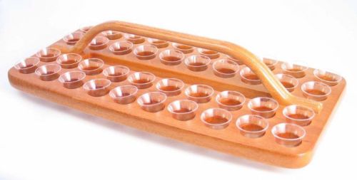 Communion Tray 40 Hole Rectangle Light Wood