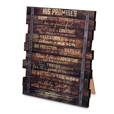 Industrial Plaque His Promises MDF