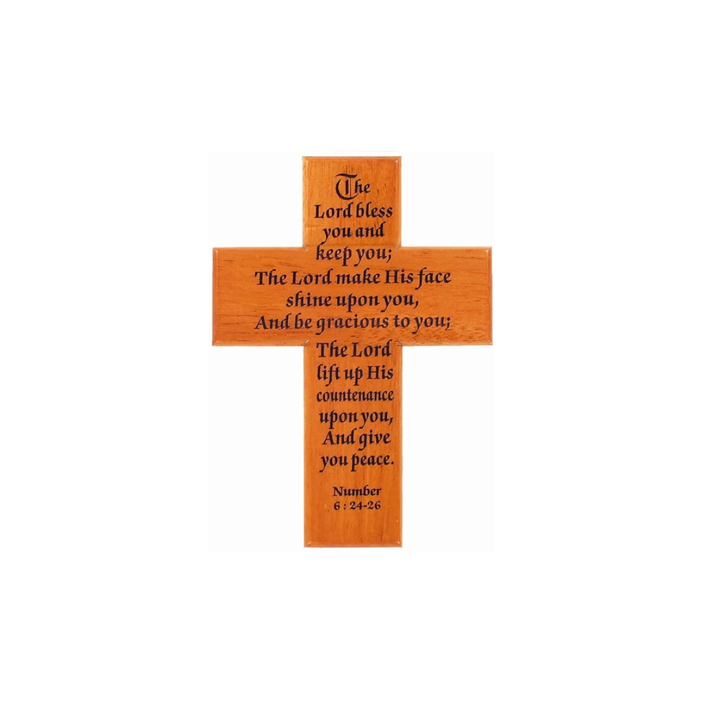 Cross Mahogany The Lord Bless Hanging