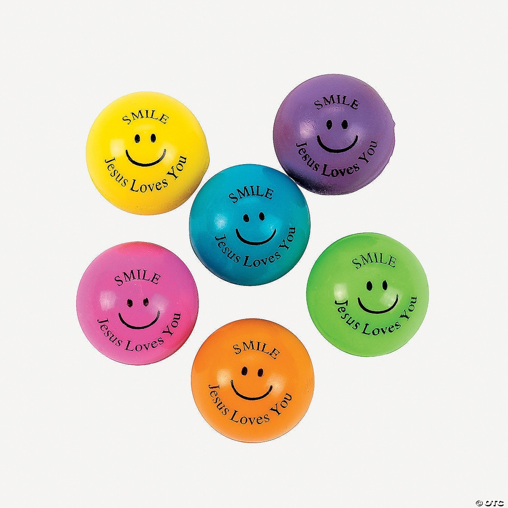 Bouncy Balls Smile Jesus Loves You Assorted (Single)