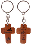 Keyring Mahogany Cross Faith