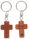 Keyring Mahogany Cross Hope Hebrews 6:19