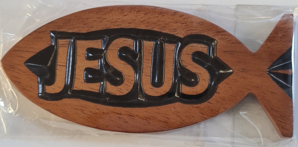 Magnet Mahogany Fish Jesus