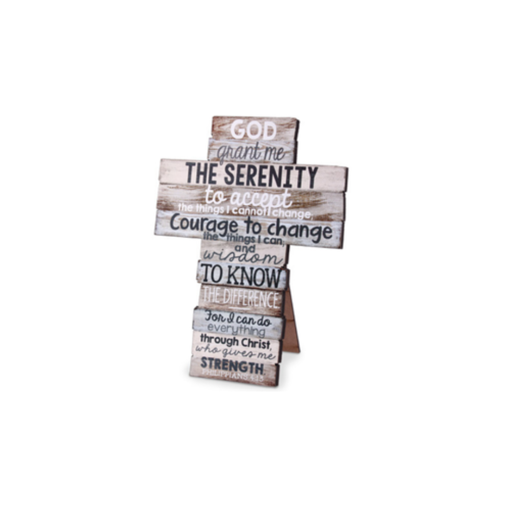 Cross Desktop Serenity Stacked Wood