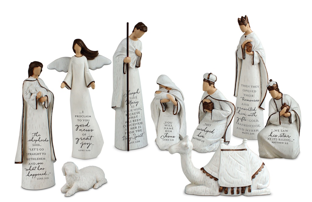 Nativity Set Resin A Saviour Is Born 9Pc