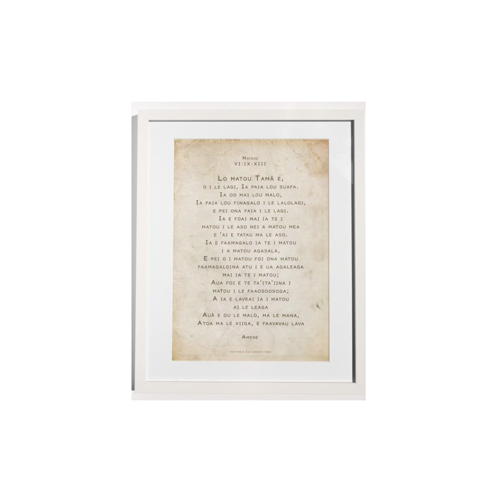 Plaque A2 Samoan Lord's Prayer White Frame