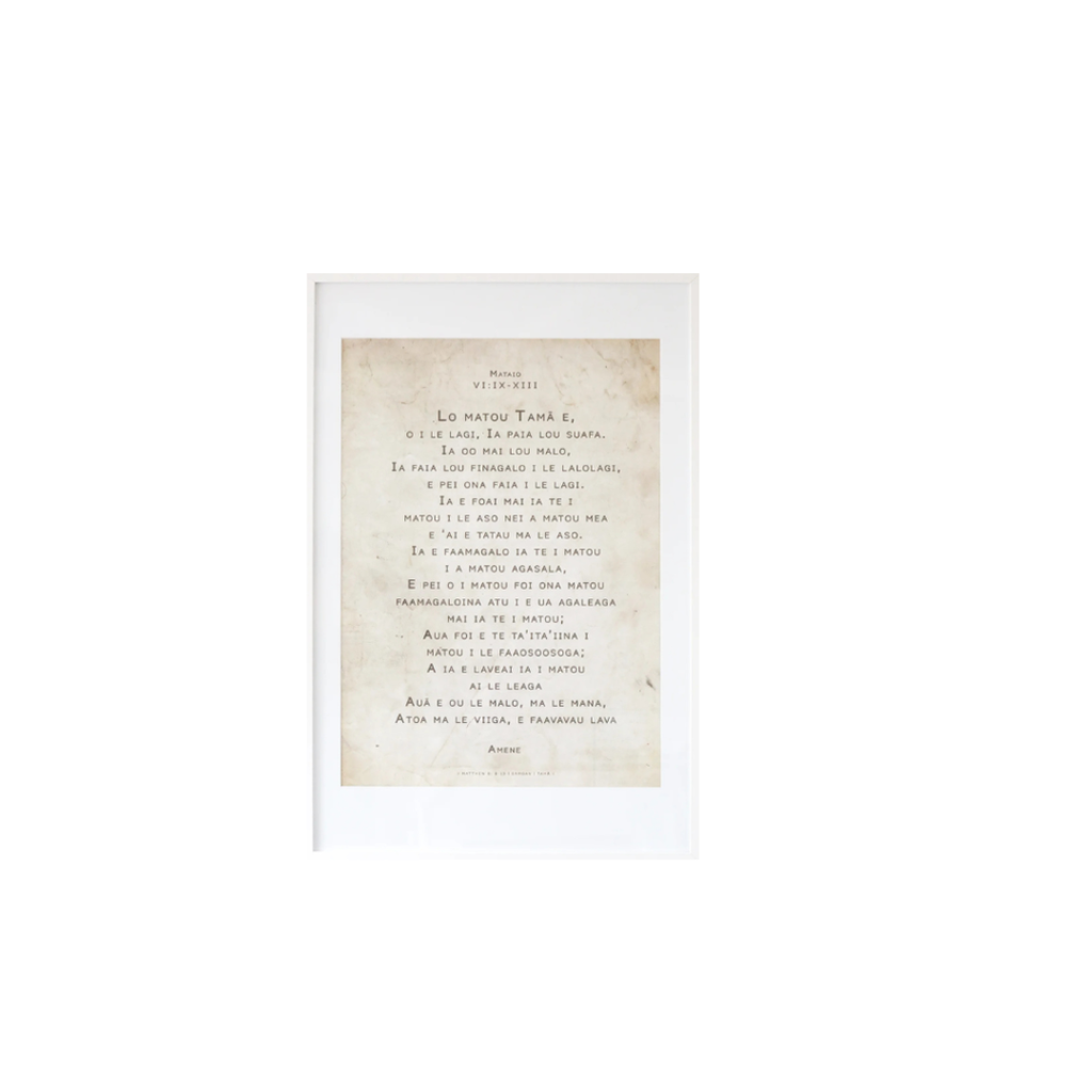Plaque A1 Samoan Lord's Prayer White Frame