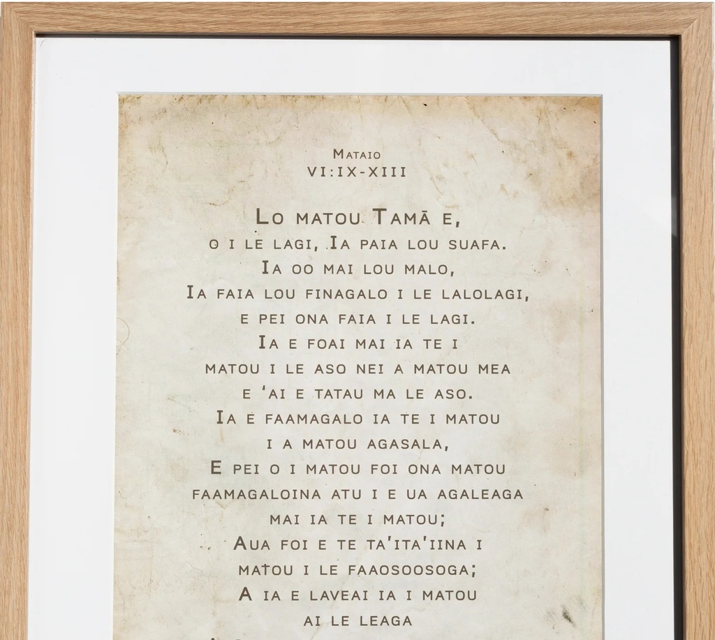 Plaque A3 Samoan Lord's Prayer Natural Frame