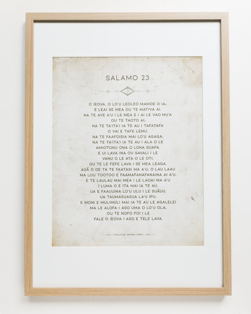 Plaque A2 Samoan Psalm 23 Natural Frame