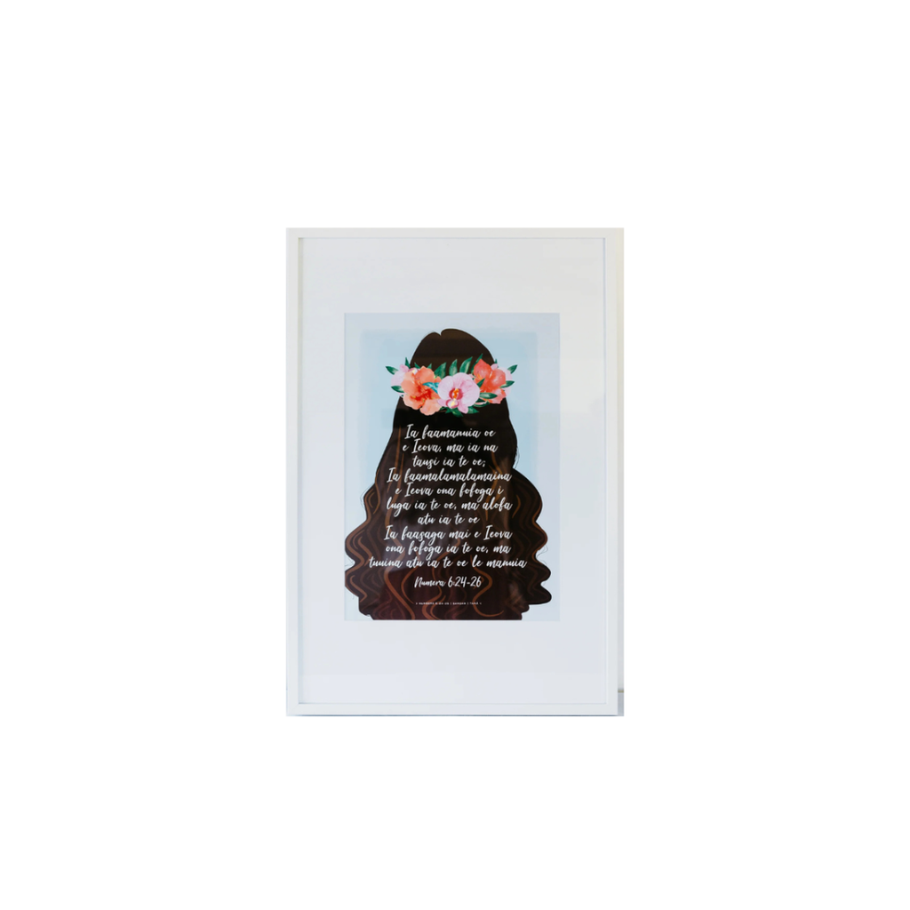 Plaque A2 Samoan Num 6:24 On Hair White Frame