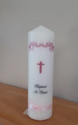 Candle Baptised In Christ Pink (20x5.5cm)