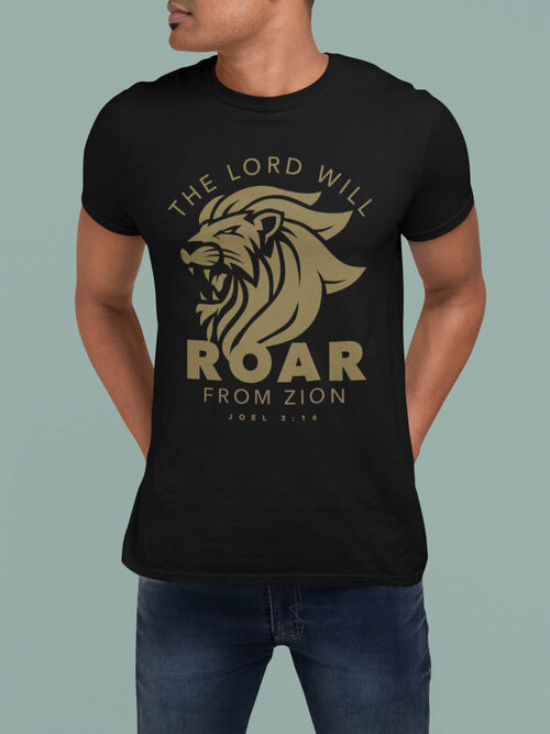 Tshirt Roar 2XL Black Marle Outline Silver Ink