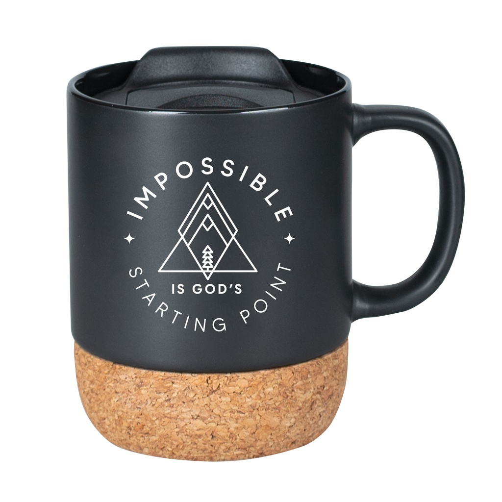 Travel Mug Cork Bottom Impossible Gods Starting Point Black