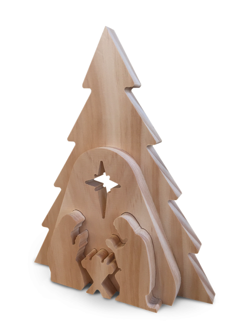 3D Wooden Nativity