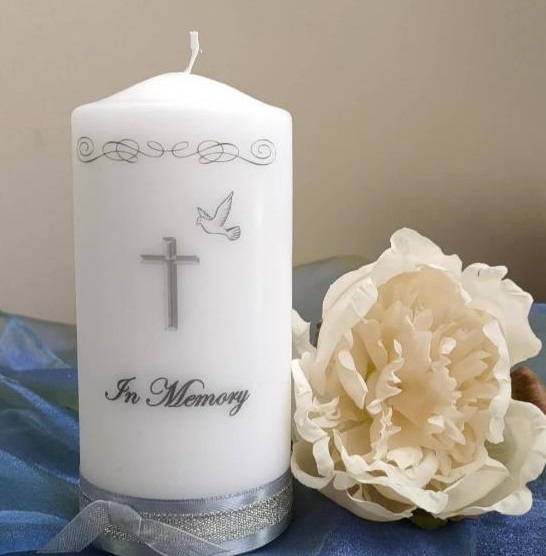 Candle In Memory Silver Ribbon (6x15cm)