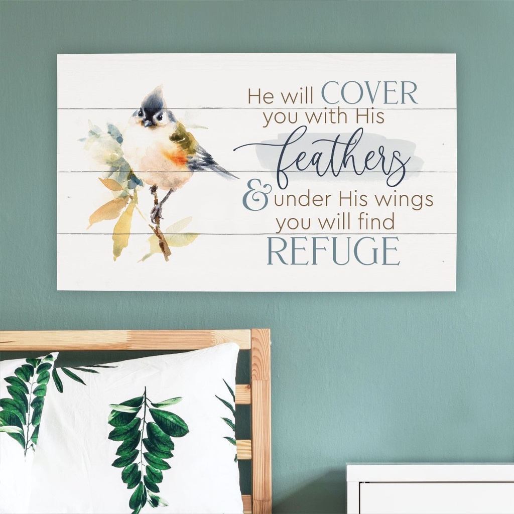 Pallet Décor He Will Cover You With His Feathers