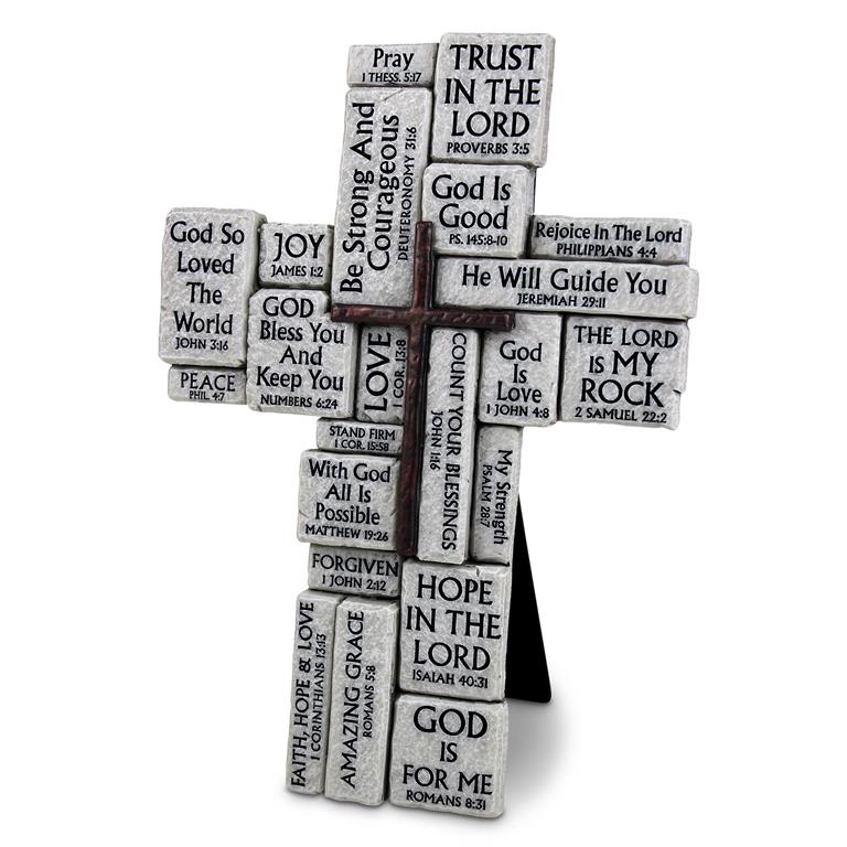 Cross Stacked Stones Gray Resin