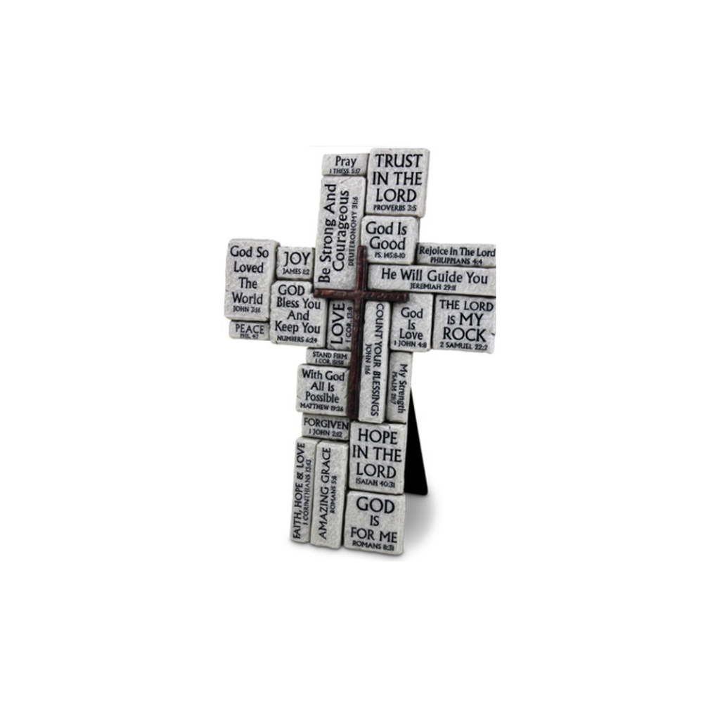 Cross Stacked Stones Gray Resin