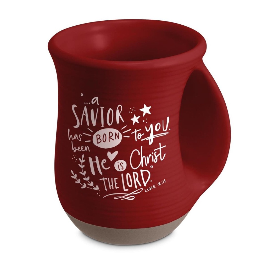 Christmas Handwarmer Mug Savior Is Born Red