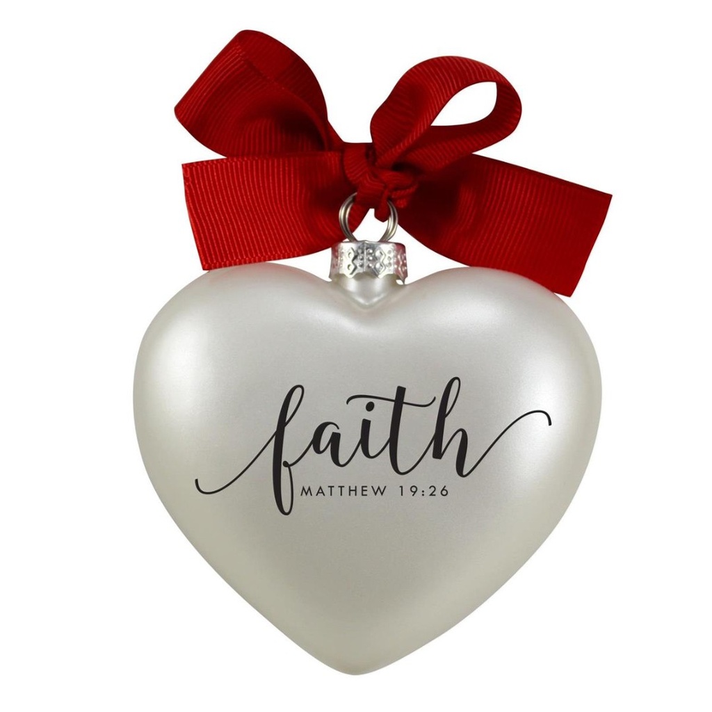 Ornament Heart Faith Glass w/Gift Box