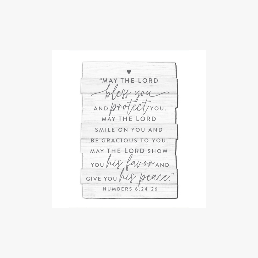Plaque Blessing Stacked Medium White Wood