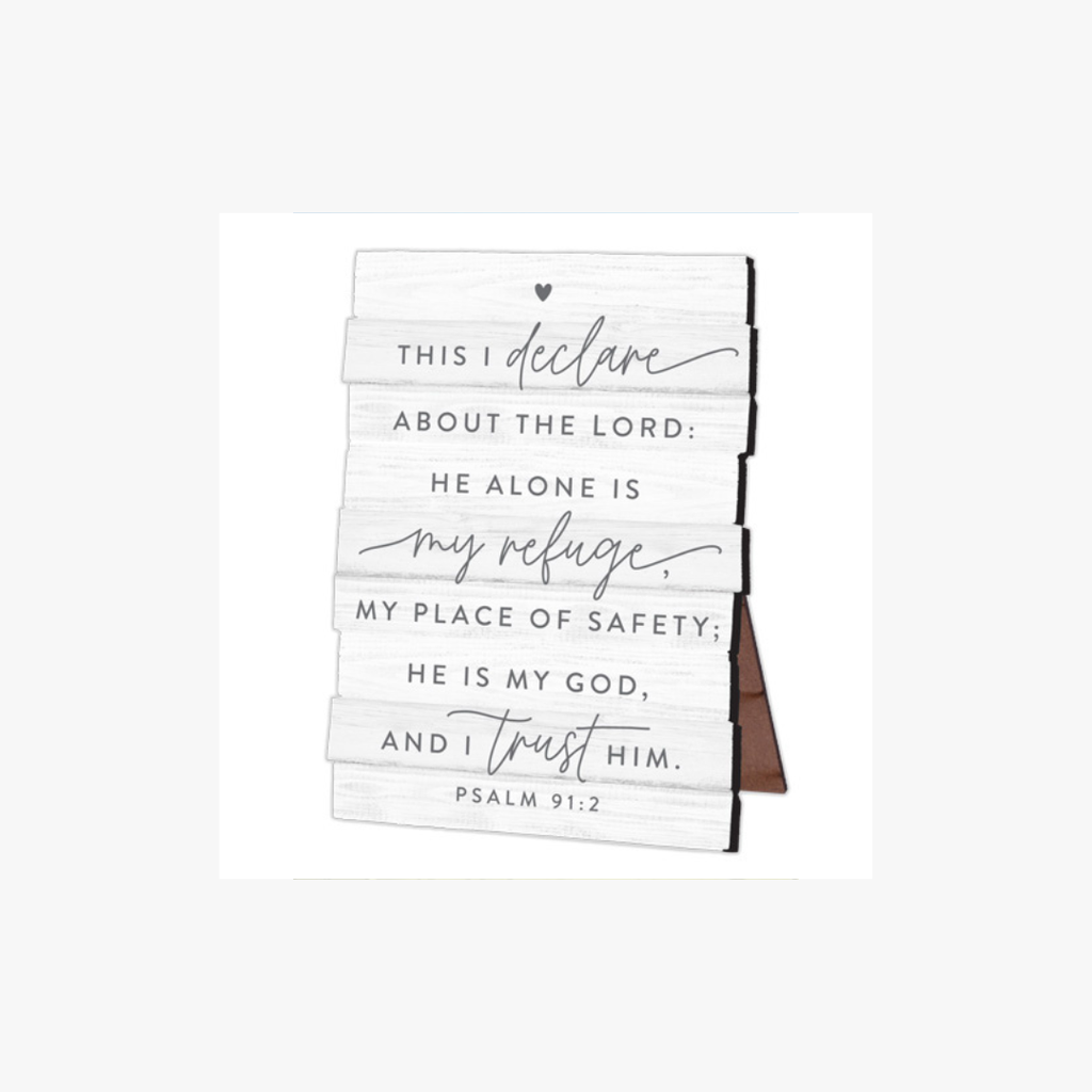 Plaque Desktop My Refuge Stacked White Wood
