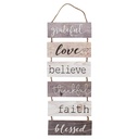 Hanging Sign Grateful Love Believe Stacked Wood
