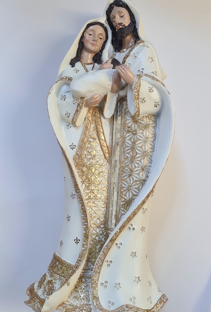 Nativity 1 Piece Tall White/Gold