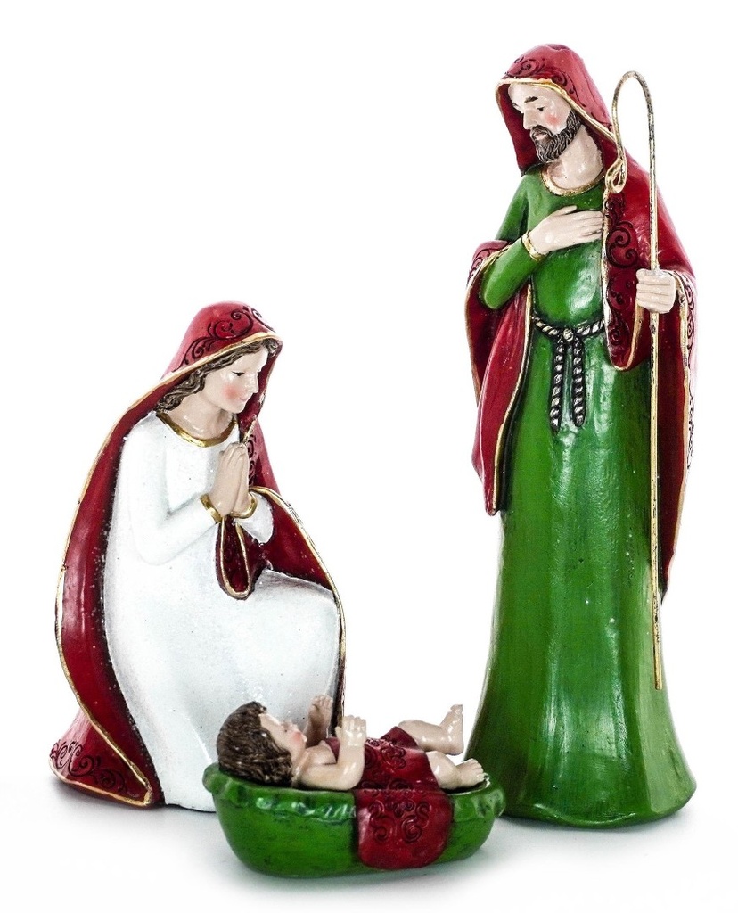 Nativity 3 Piece Red & Green Medium Set