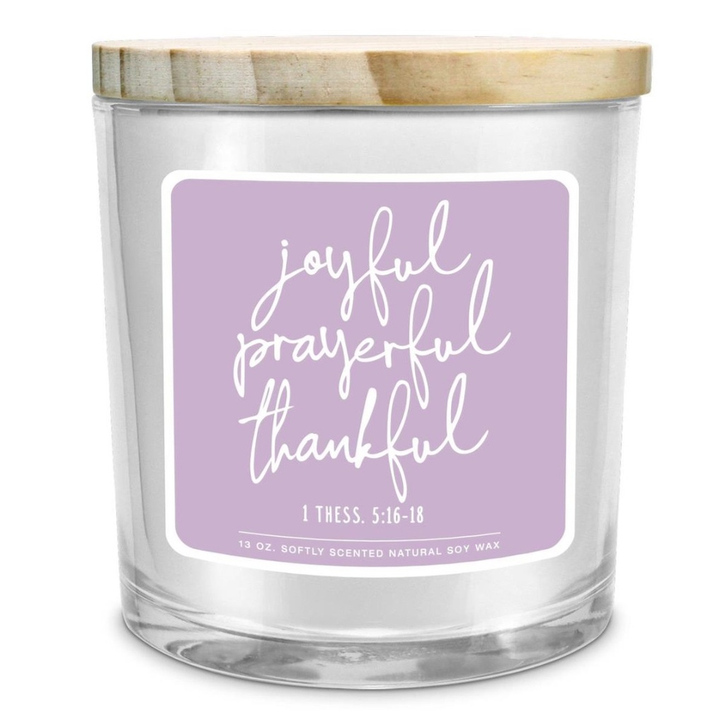 Candle Joyful Prayerful Thankful Purple