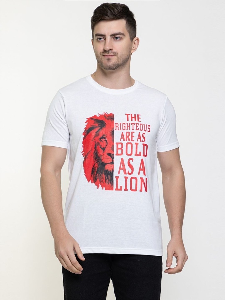 Tshirt Righteous Bold As Lion White Large