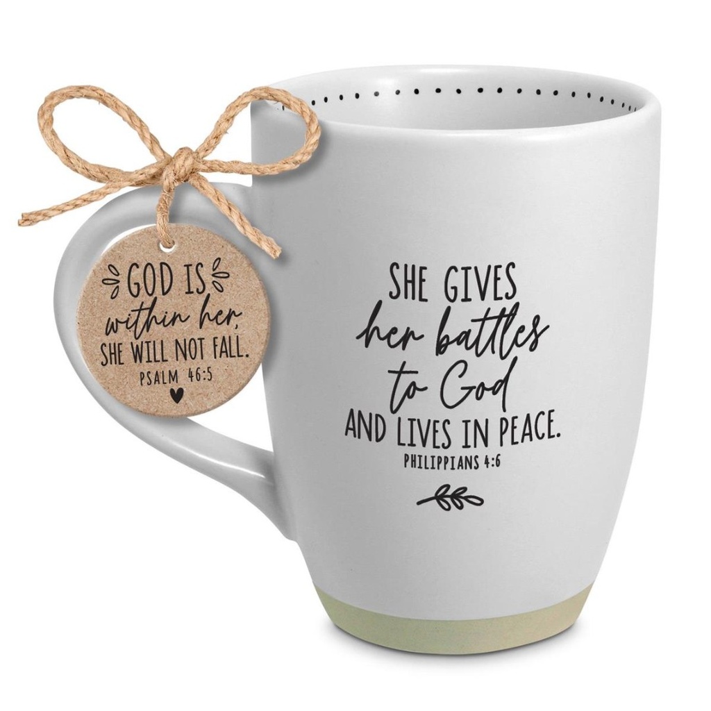 Mug She Inspires Peace White Raw Bottom