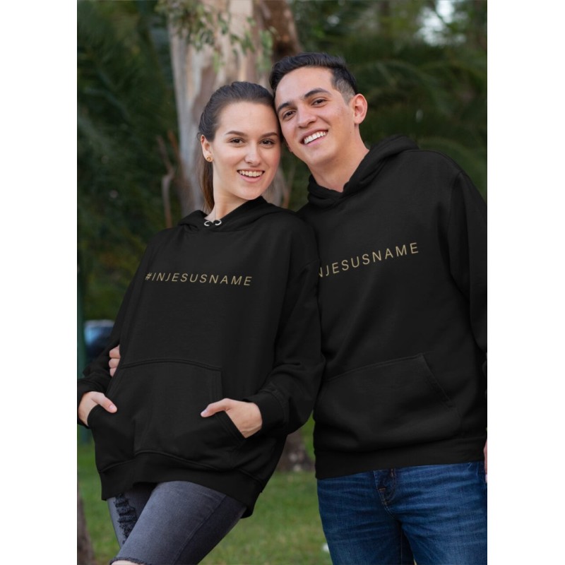 Hoodie # In Jesus Name Black 3XL Gold Ink
