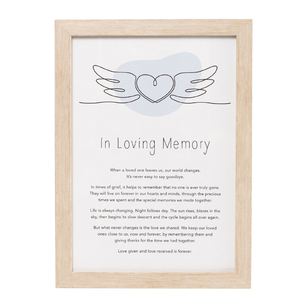 Plaque In Loving Memory Gift of Words