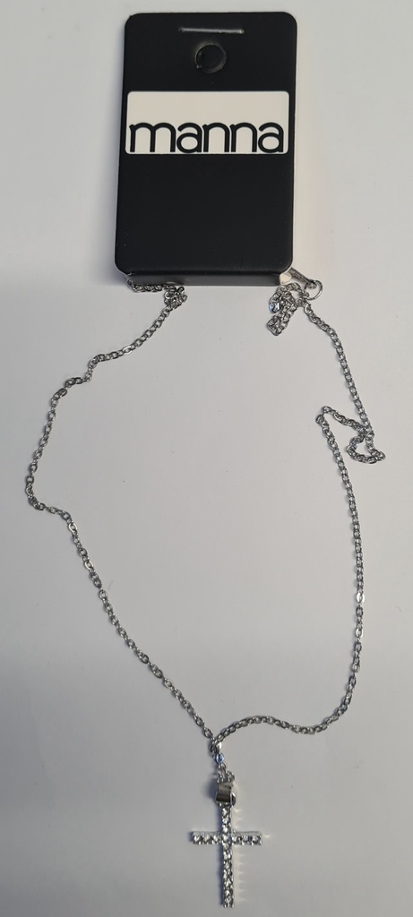 Necklace Cross Small Diamante Silver