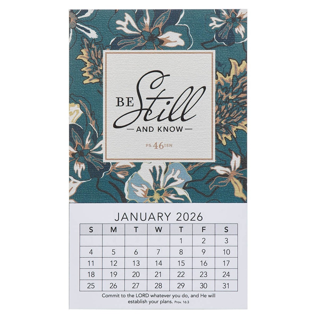 2026 Mini Magnetic Calendar Be Still Floral (OP)