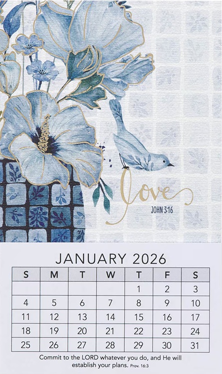 2026 Mini Magnetic Calendar Love Blue (OP)