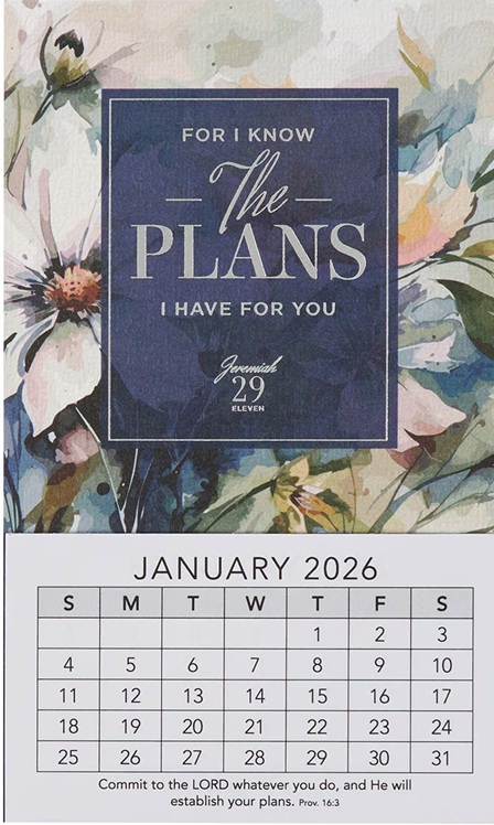 2026 Mini Magnetic Calendar The Plans Blue Floral (07/25)