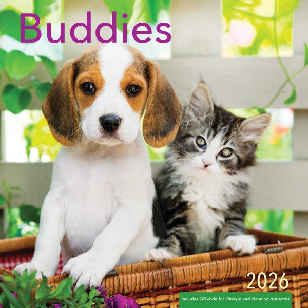 2026 Mini Wall Calendar Buddies Puppies (07/25)
