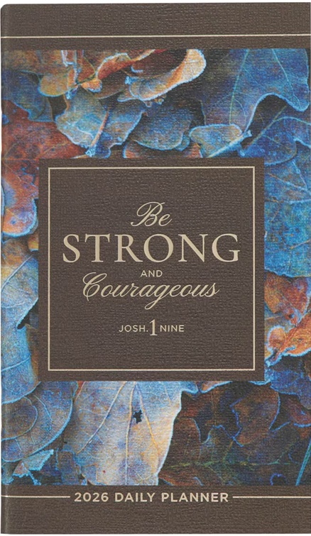 2026 Small Daily Planner Be Strong Blue Leaves (07/25)